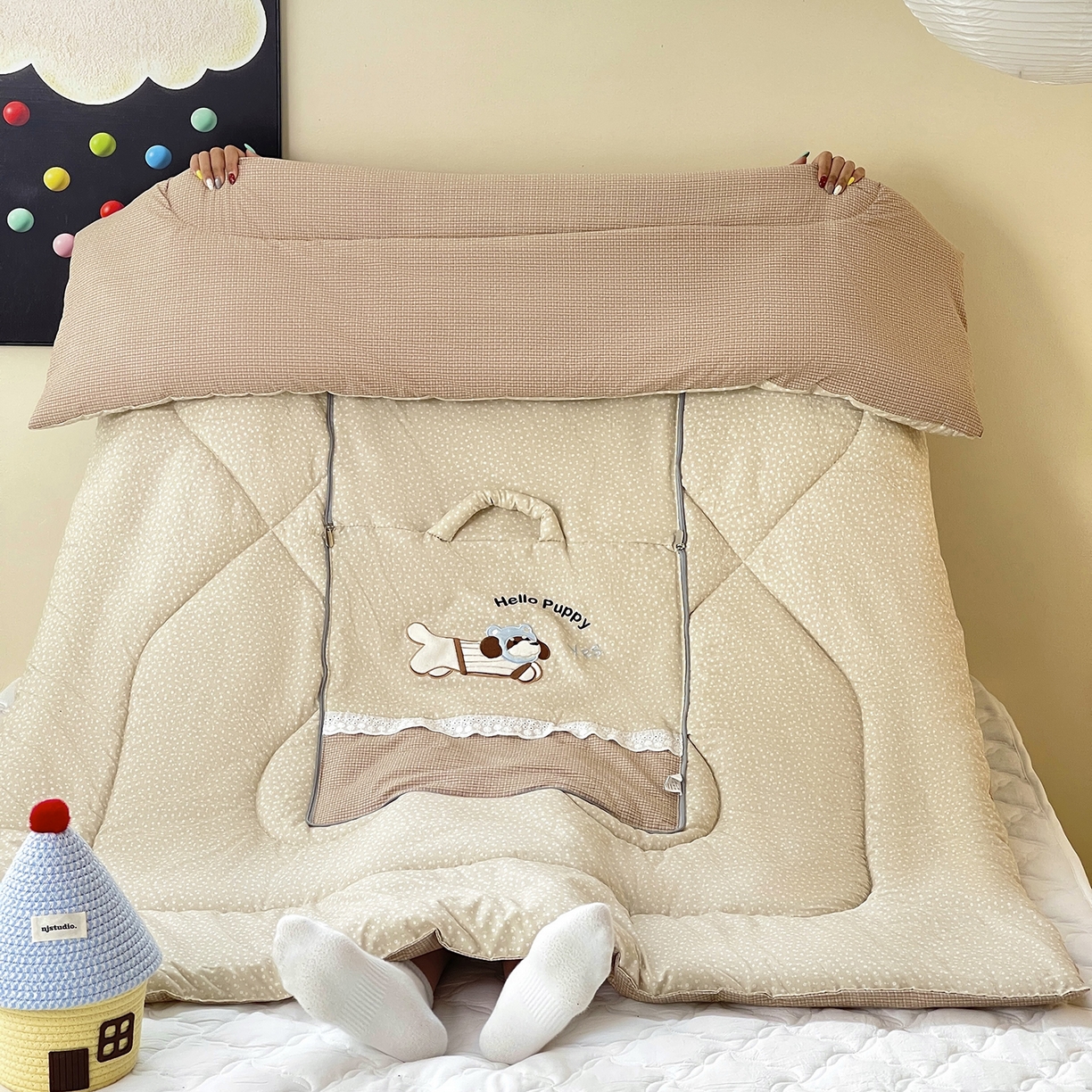 91家纺网 家纺一手货源 找家纺 （总）伊可爱抱枕被 2026新款四季款锦小棉仿棉蕾丝贴布绣抱枕被