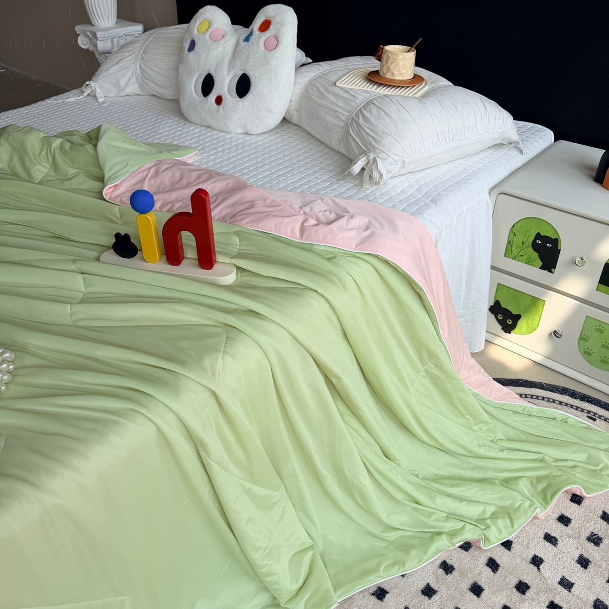 91家纺网 家纺一手货源 找家纺 莱豫家纺 2026春夏新款A类凉感小冰皮夏凉被夏被空调被 清凉西瓜