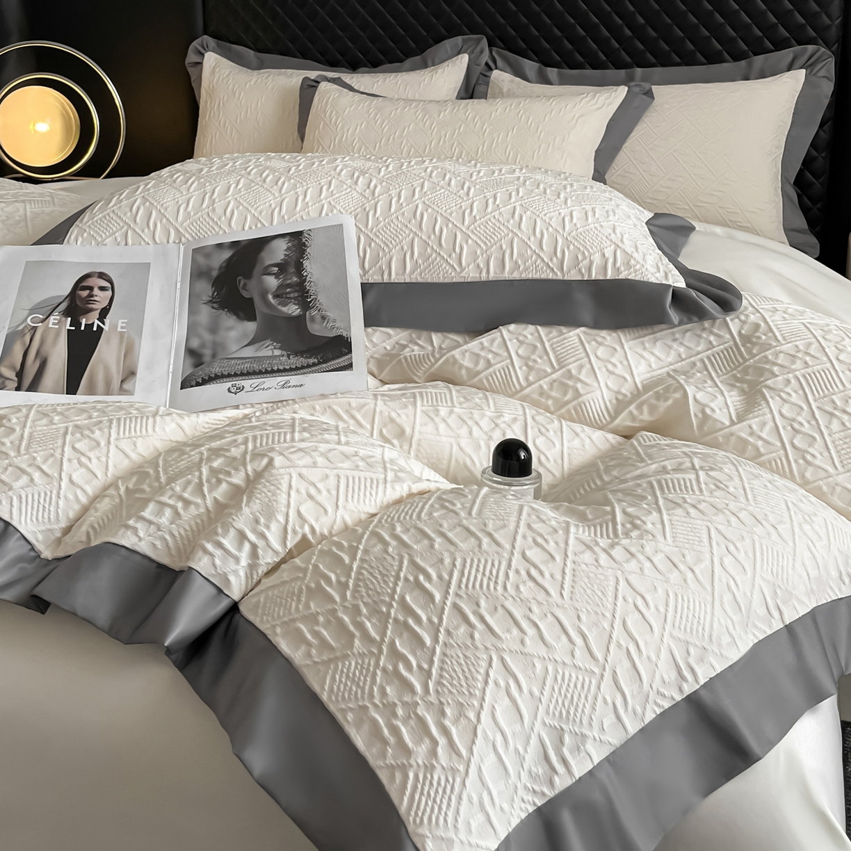 91家纺网 家纺一手货源 找家纺 （总）澳梵家居 2026新款A类法式立体浮雕双层提花水洗冰丝四件套