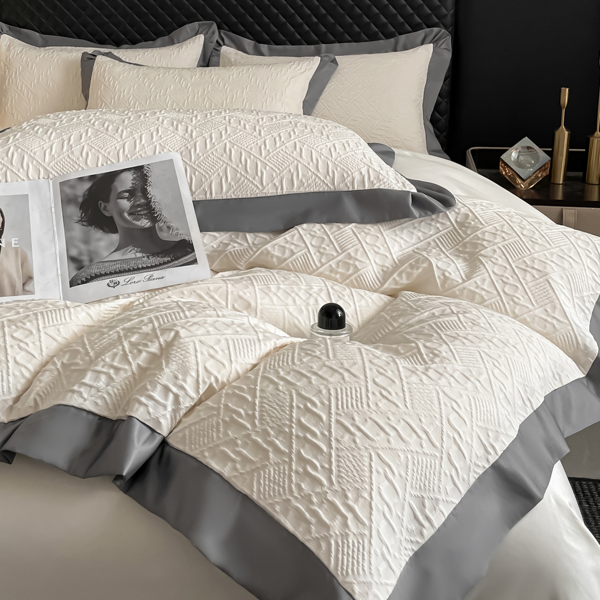 91家纺网 家纺一手货源 找家纺 （总）澳梵家居 2026新款A类法式立体浮雕双层提花水洗冰丝四件套