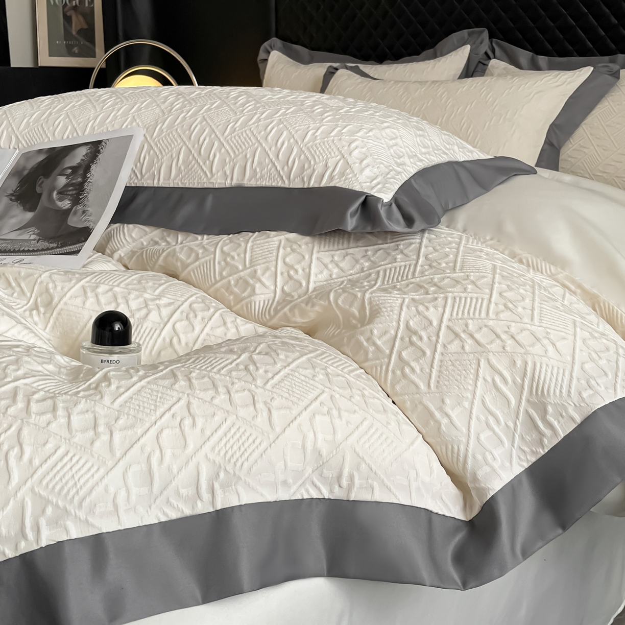 91家纺网 家纺一手货源 找家纺 （总）澳梵家居 2026新款A类法式立体浮雕双层提花水洗冰丝四件套