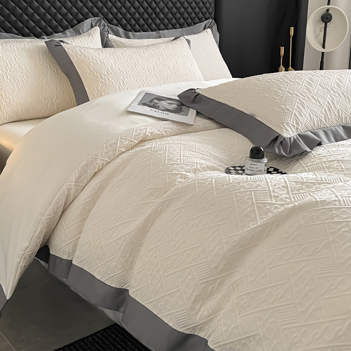 91家纺网 家纺一手货源 找家纺 （总）澳梵家居 2026新款A类法式立体浮雕双层提花水洗冰丝四件套