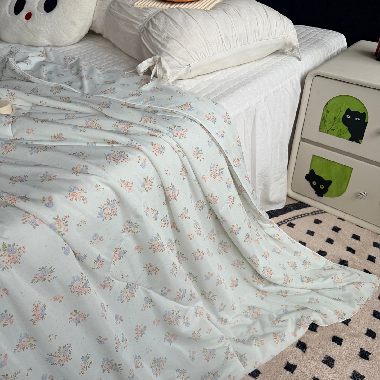 91家纺网 家纺一手货源 找家纺 莱豫家纺 2026春夏新款A类凉感小冰皮夏凉被夏被空调被 夏日小花