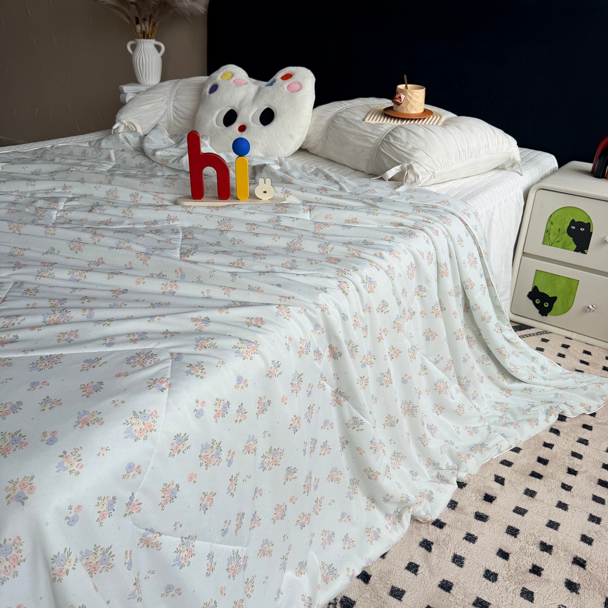 91家纺网 家纺一手货源 找家纺 莱豫家纺 2026春夏新款A类凉感小冰皮夏凉被夏被空调被 夏日小花