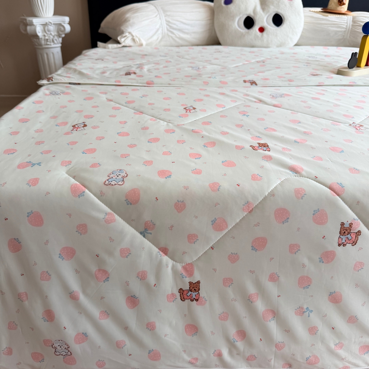 91家纺网 家纺一手货源 找家纺 莱豫家纺 2026春夏新款A类凉感小冰皮夏凉被夏被空调被 小草莓绿