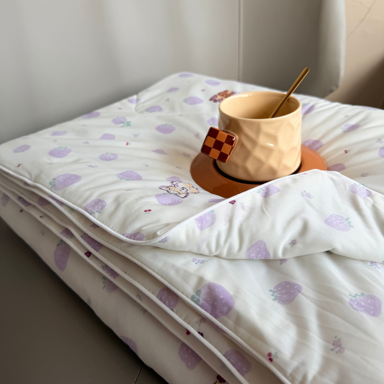 莱豫家纺 2026春夏新款A类凉感小冰皮夏凉被夏被空调被 小草莓紫