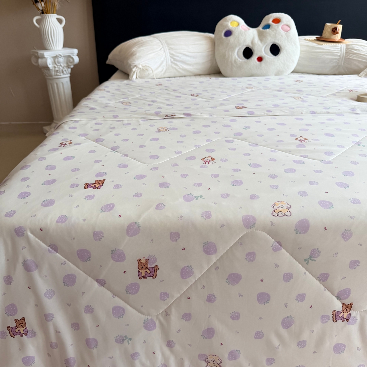 91家纺网 家纺一手货源 找家纺 莱豫家纺 2026春夏新款A类凉感小冰皮夏凉被夏被空调被 小草莓紫