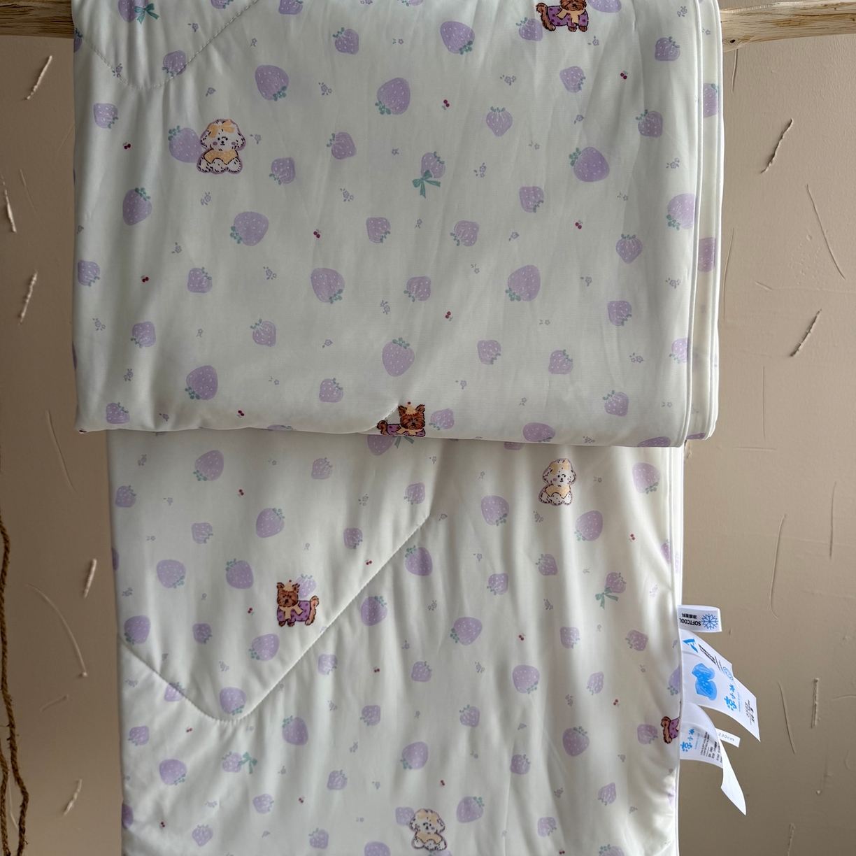 91家纺网 家纺一手货源 找家纺 莱豫家纺 2026春夏新款A类凉感小冰皮夏凉被夏被空调被 小草莓紫