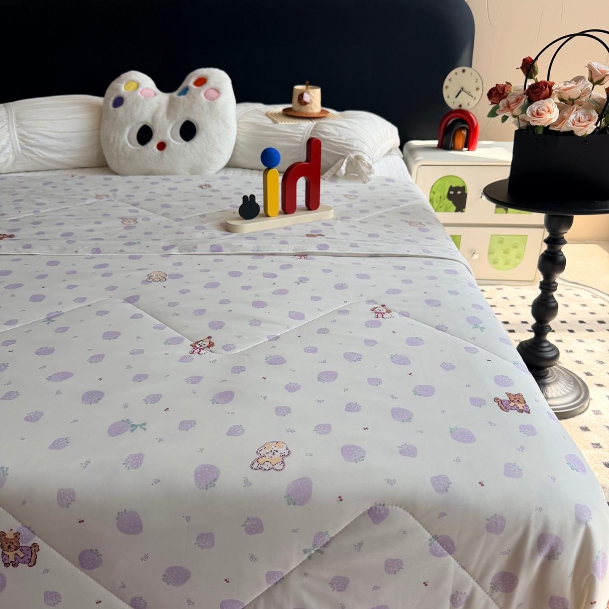 91家纺网 家纺一手货源 找家纺 莱豫家纺 2026春夏新款A类凉感小冰皮夏凉被夏被空调被 小草莓紫