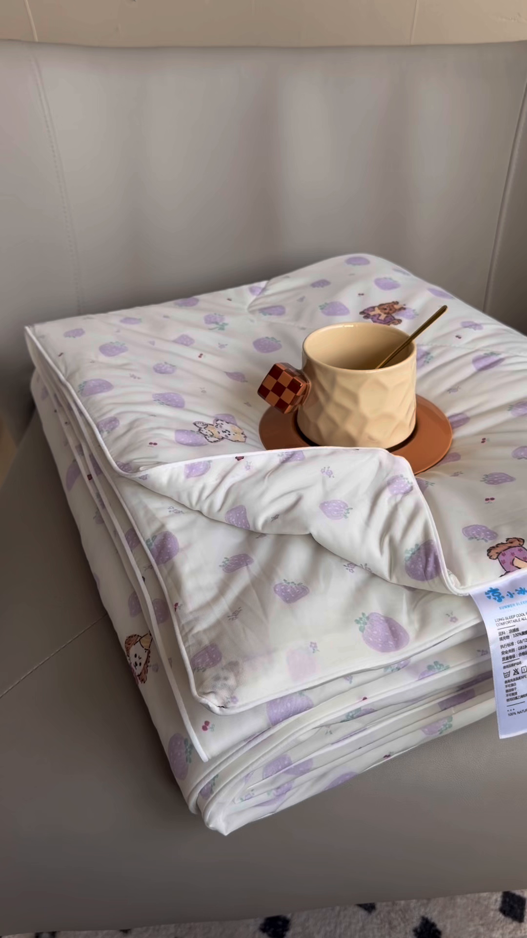 91家纺网 家纺一手货源 找家纺 莱豫家纺 2026春夏新款A类凉感小冰皮夏凉被夏被空调被 小草莓紫