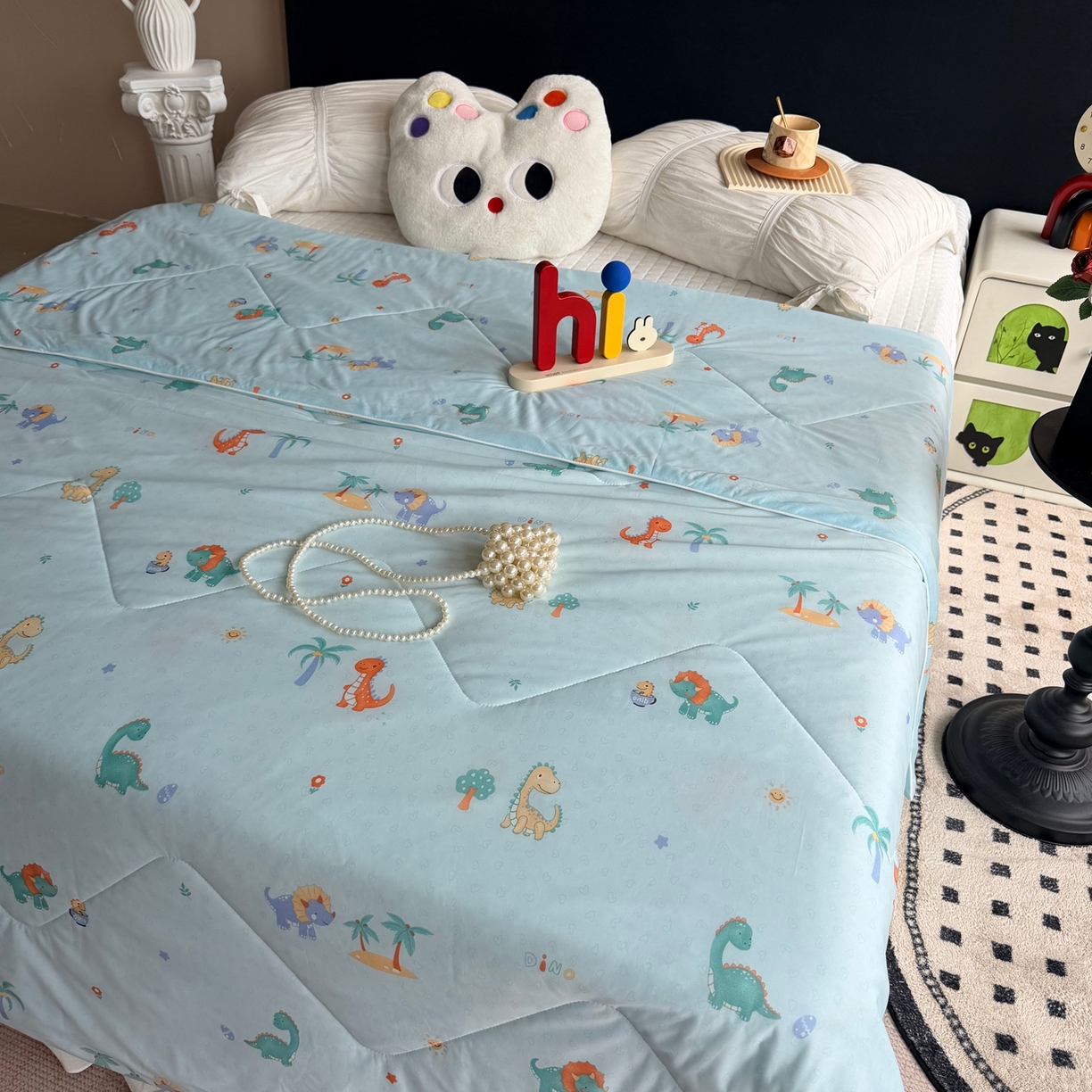 91家纺网 家纺一手货源 找家纺 莱豫家纺 2026春夏新款A类凉感小冰皮夏凉被夏被空调被 小恐龙