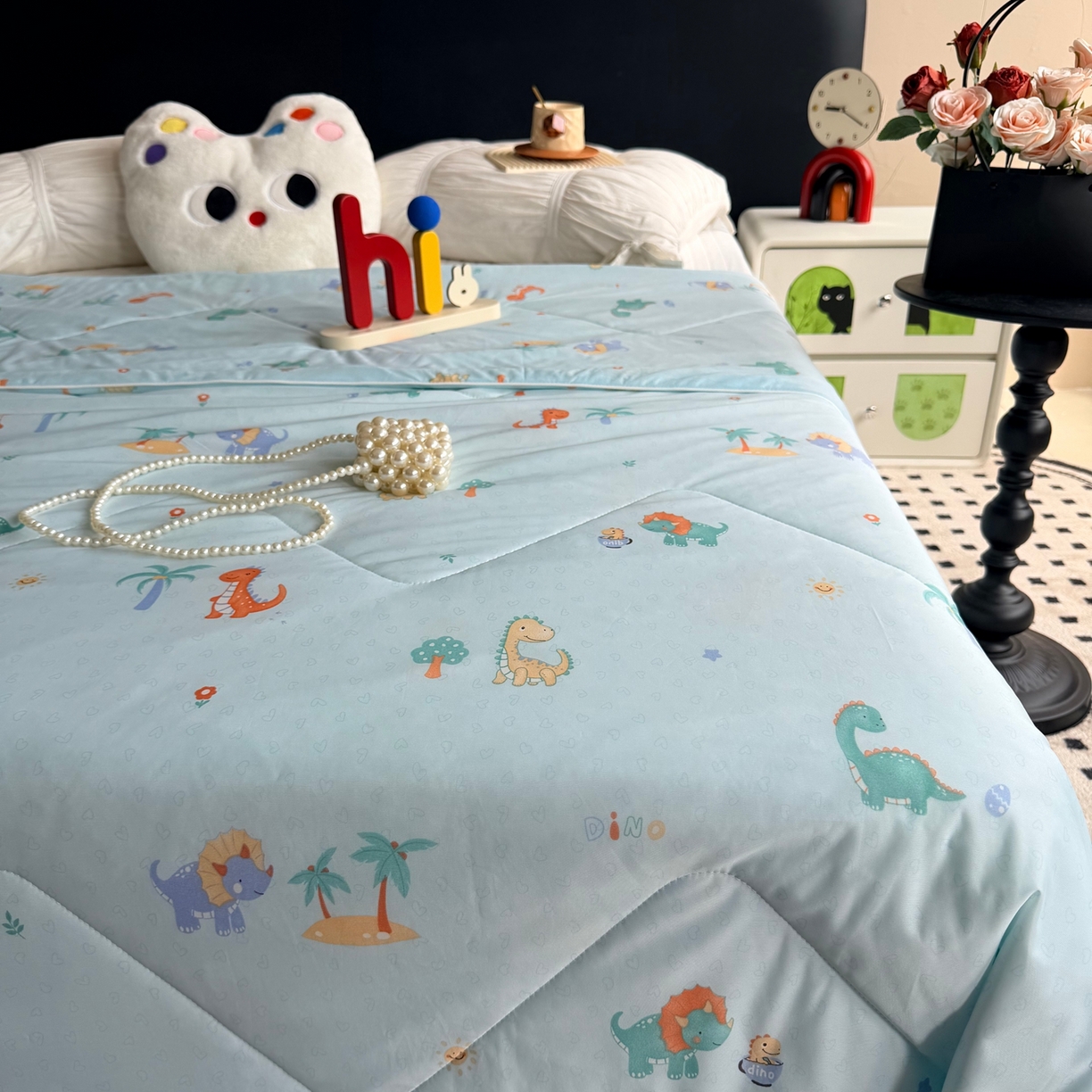 91家纺网 家纺一手货源 找家纺 莱豫家纺 2026春夏新款A类凉感小冰皮夏凉被夏被空调被 小恐龙