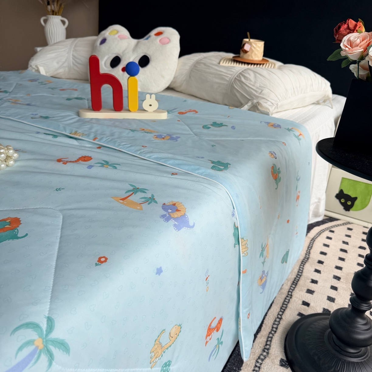 91家纺网 家纺一手货源 找家纺 莱豫家纺 2026春夏新款A类凉感小冰皮夏凉被夏被空调被 小恐龙