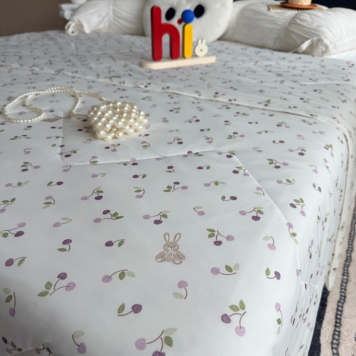 91家纺网 家纺一手货源 找家纺 莱豫家纺 2026春夏新款A类凉感小冰皮夏凉被夏被空调被 小樱桃