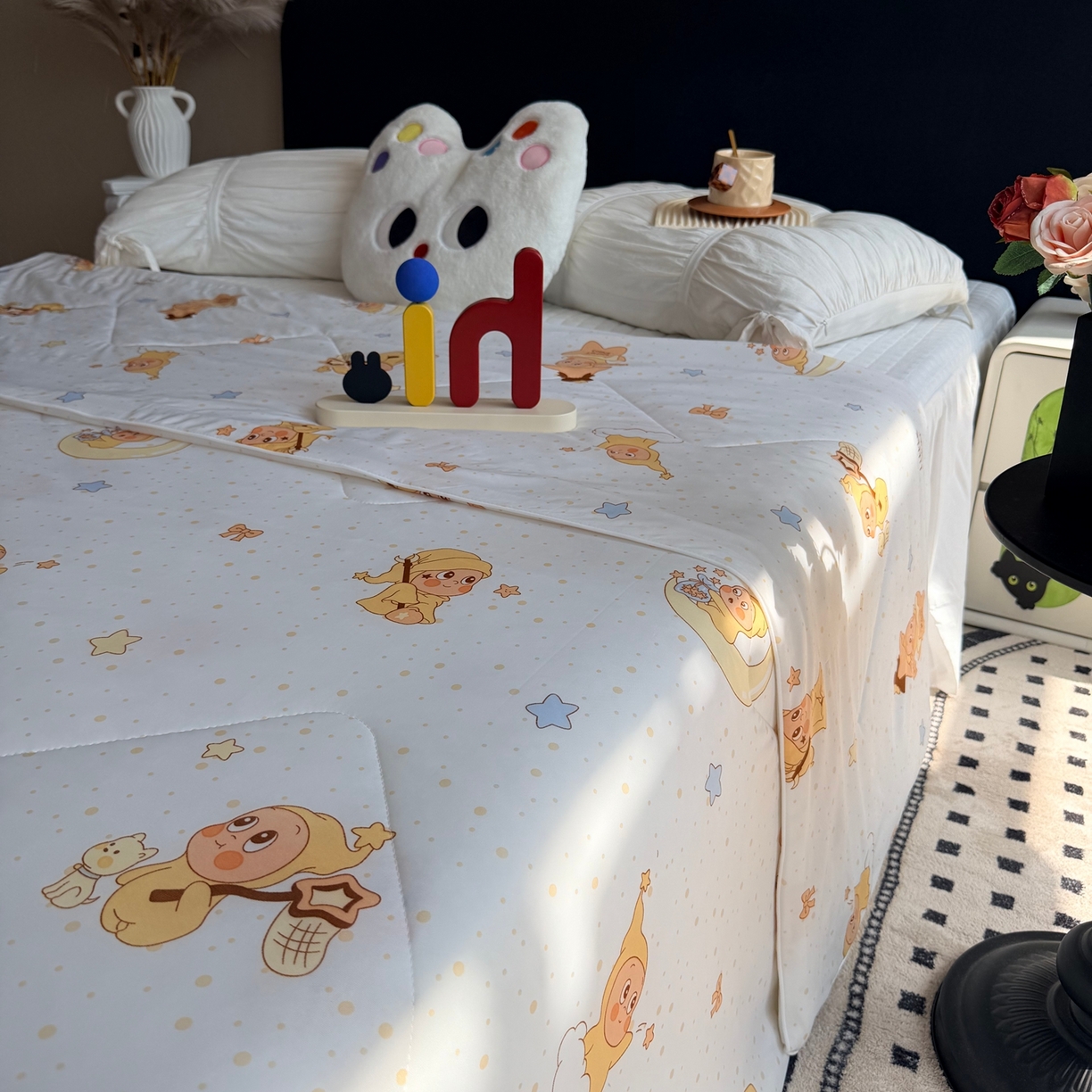 91家纺网 家纺一手货源 找家纺 莱豫家纺 2026春夏新款A类凉感小冰皮夏凉被夏被空调被 星星宝贝米