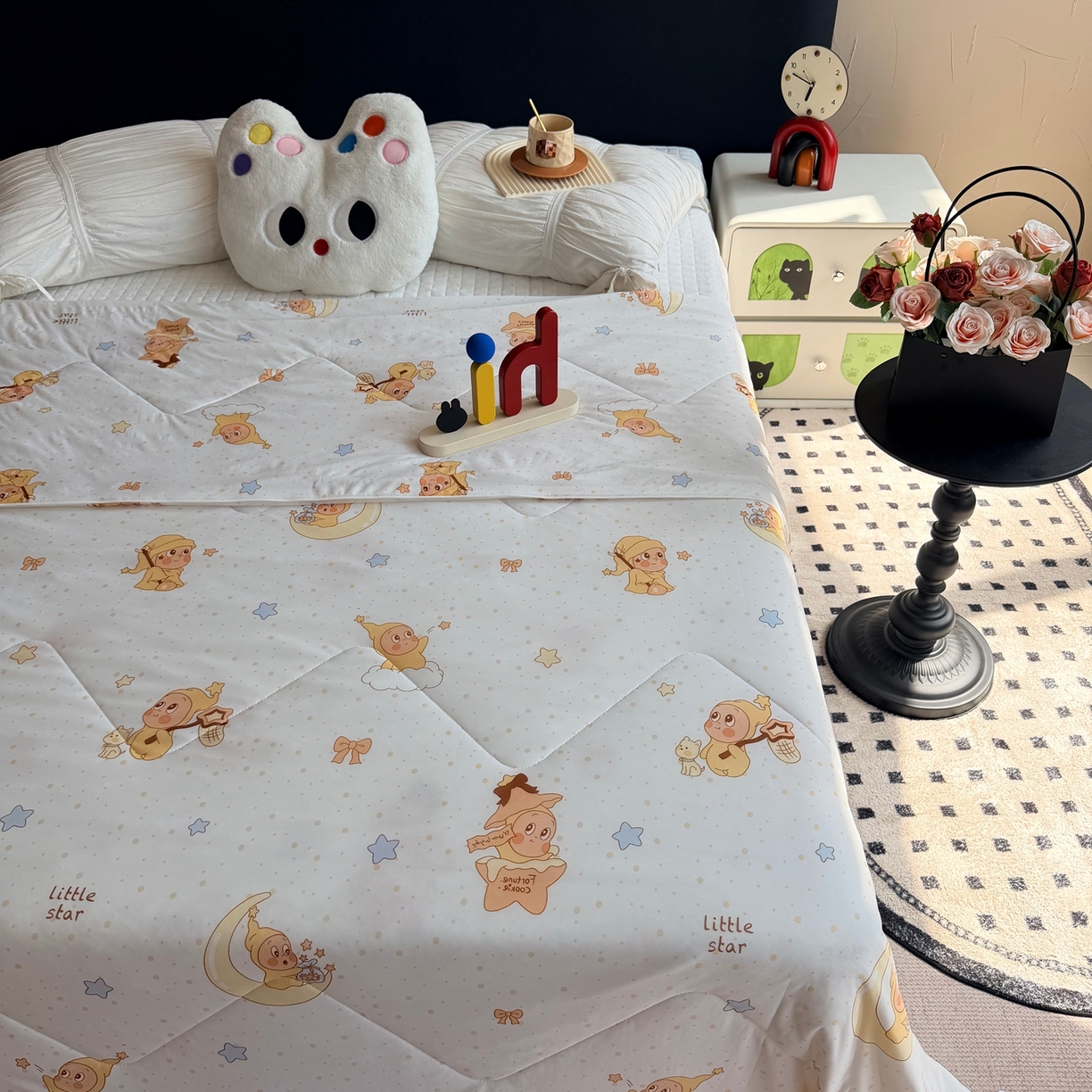 91家纺网 家纺一手货源 找家纺 莱豫家纺 2026春夏新款A类凉感小冰皮夏凉被夏被空调被 星星宝贝米