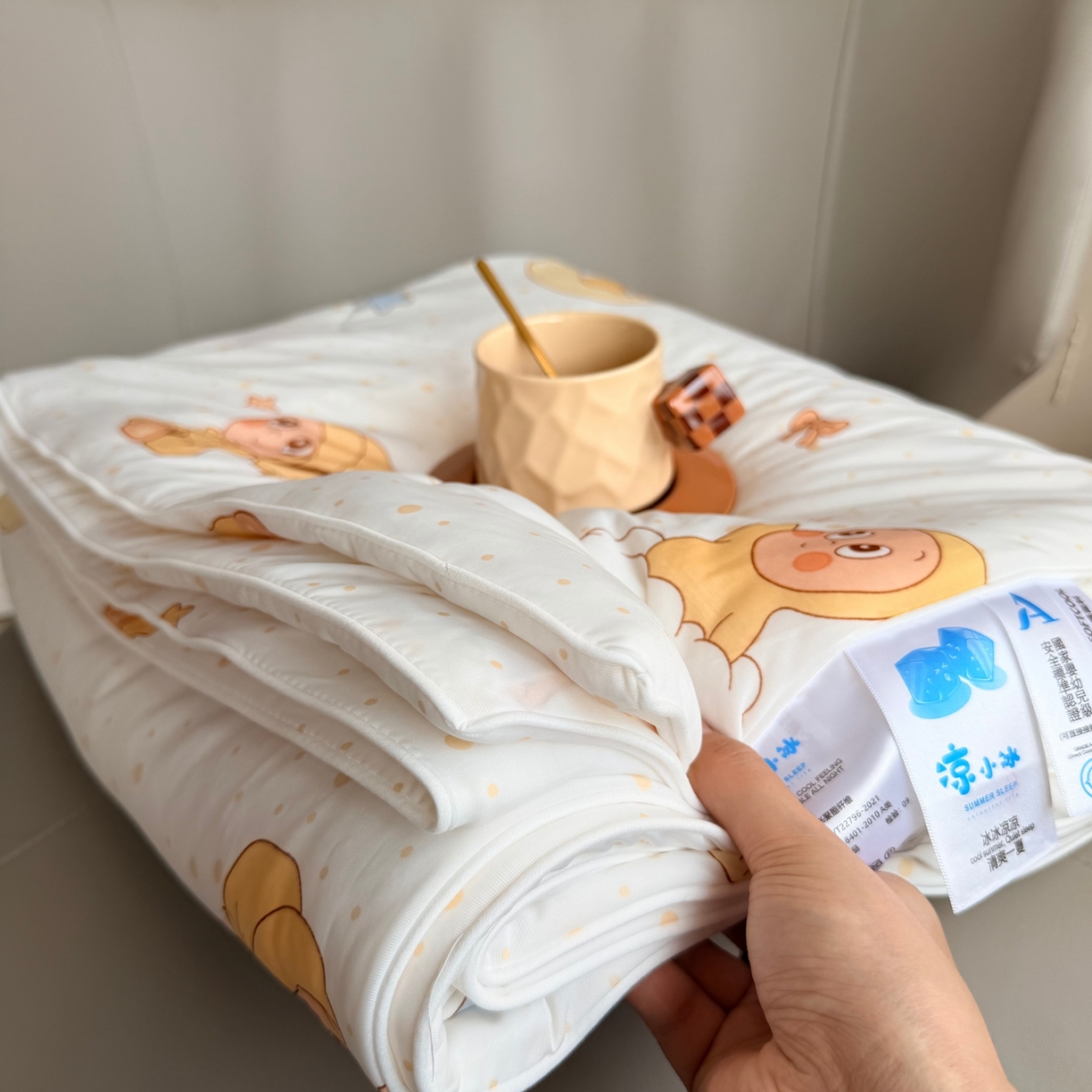 91家纺网 家纺一手货源 找家纺 莱豫家纺 2026春夏新款A类凉感小冰皮夏凉被夏被空调被 星星宝贝米