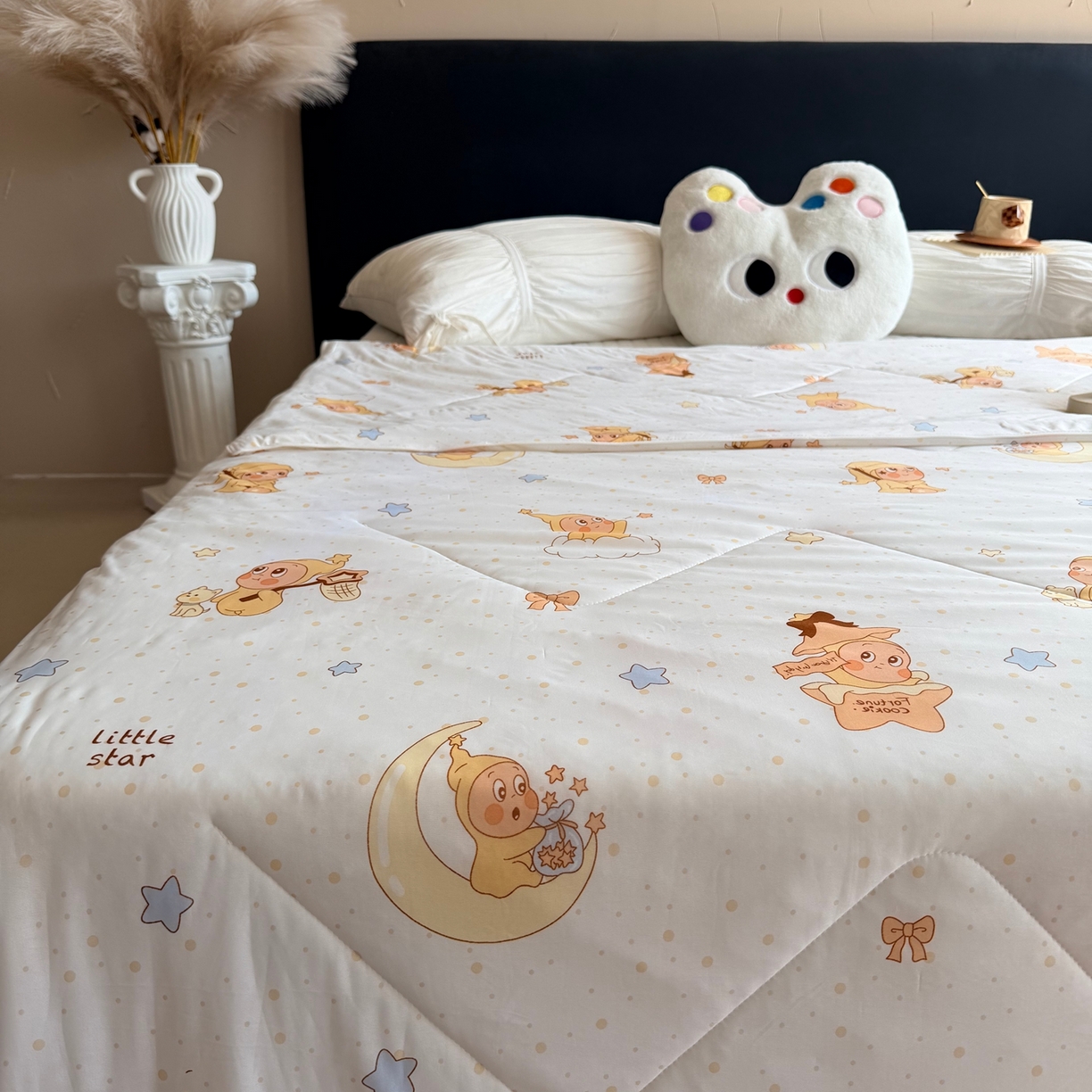 91家纺网 家纺一手货源 找家纺 莱豫家纺 2026春夏新款A类凉感小冰皮夏凉被夏被空调被 星星宝贝米