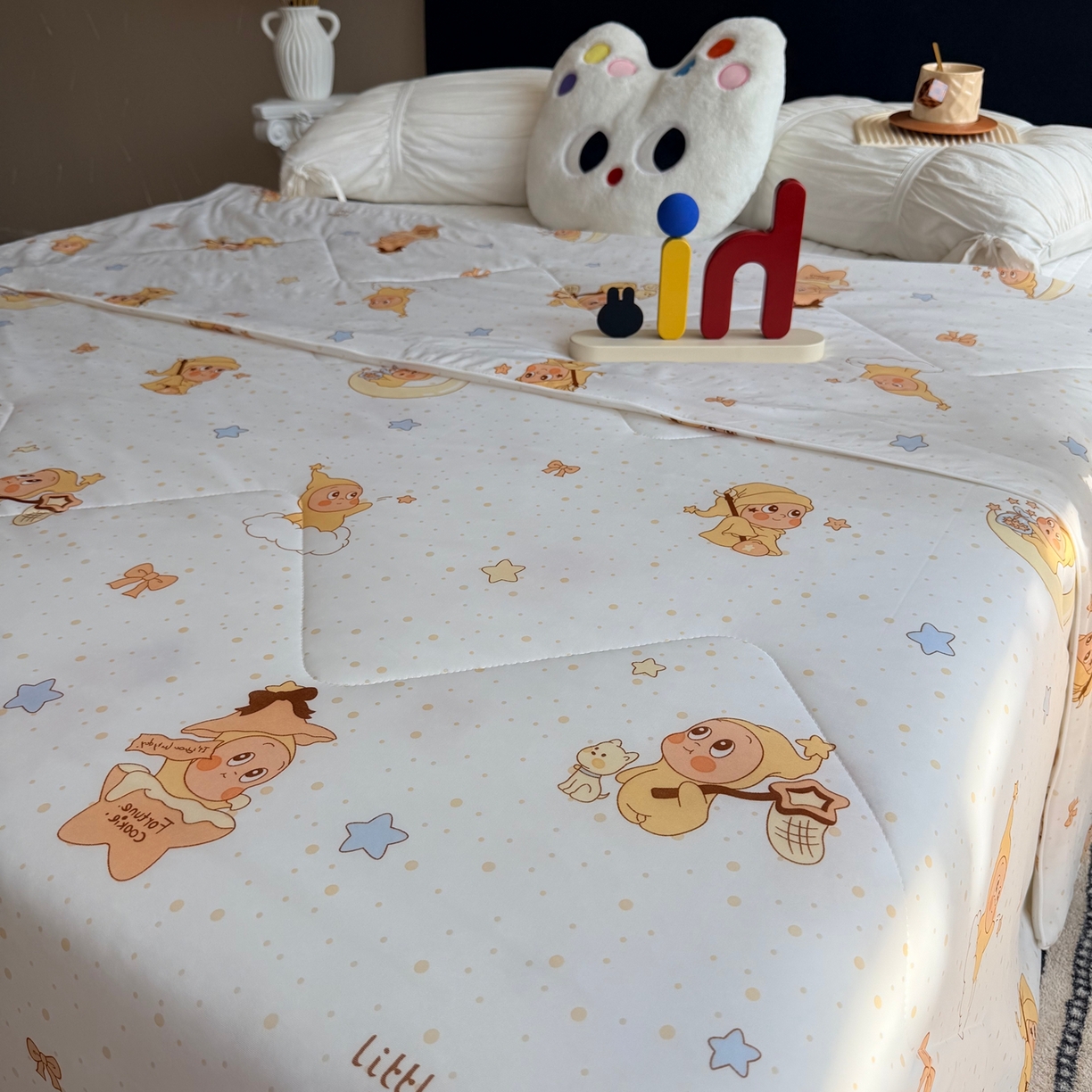 91家纺网 家纺一手货源 找家纺 莱豫家纺 2026春夏新款A类凉感小冰皮夏凉被夏被空调被 星星宝贝米