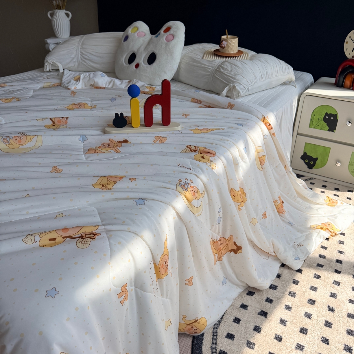 91家纺网 家纺一手货源 找家纺 莱豫家纺 2026春夏新款A类凉感小冰皮夏凉被夏被空调被 星星宝贝米