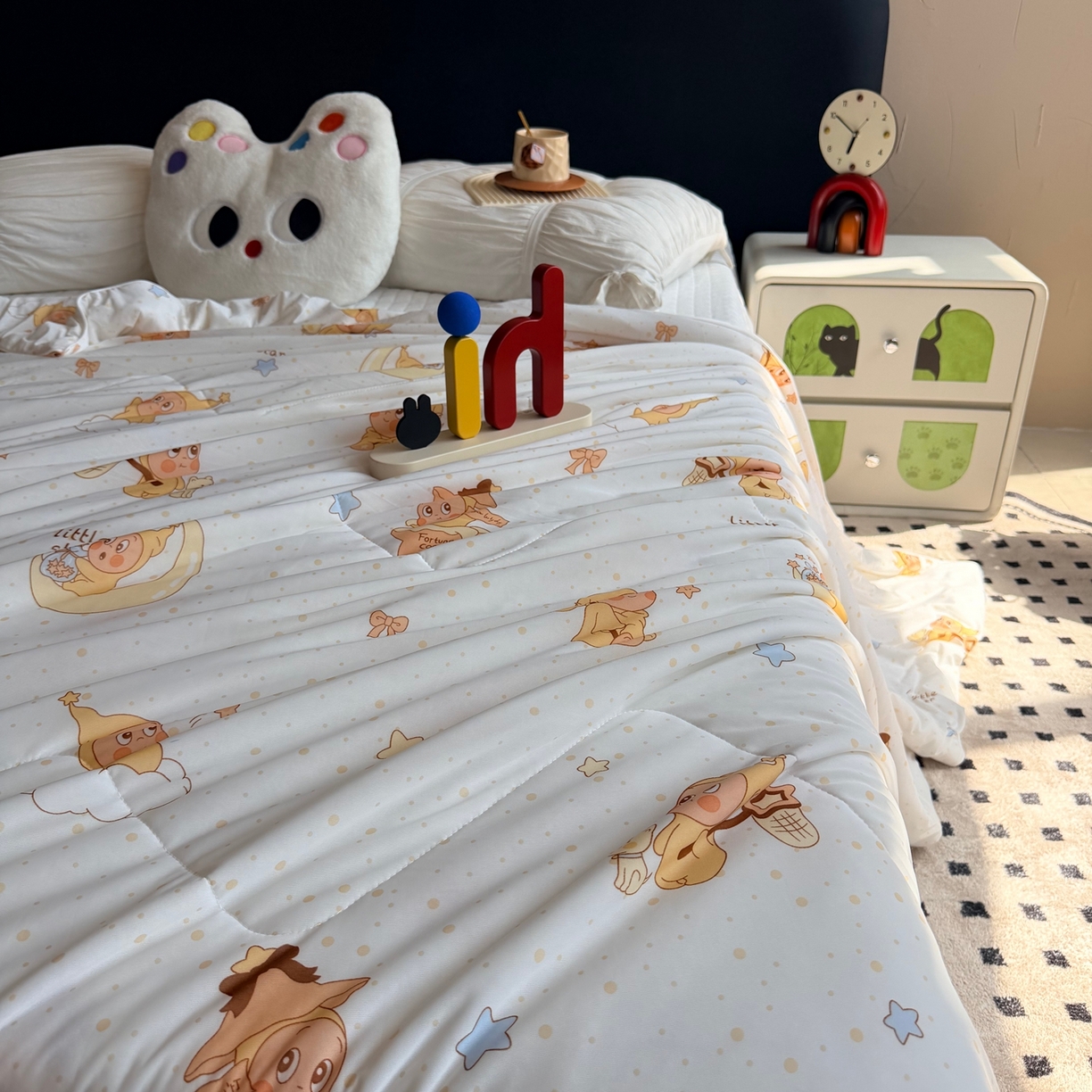 91家纺网 家纺一手货源 找家纺 莱豫家纺 2026春夏新款A类凉感小冰皮夏凉被夏被空调被 星星宝贝米