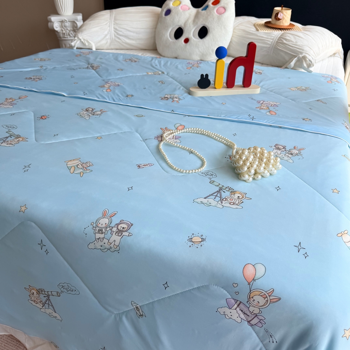 91家纺网 家纺一手货源 找家纺 莱豫家纺 2026春夏新款A类凉感小冰皮夏凉被夏被空调被 宇航员