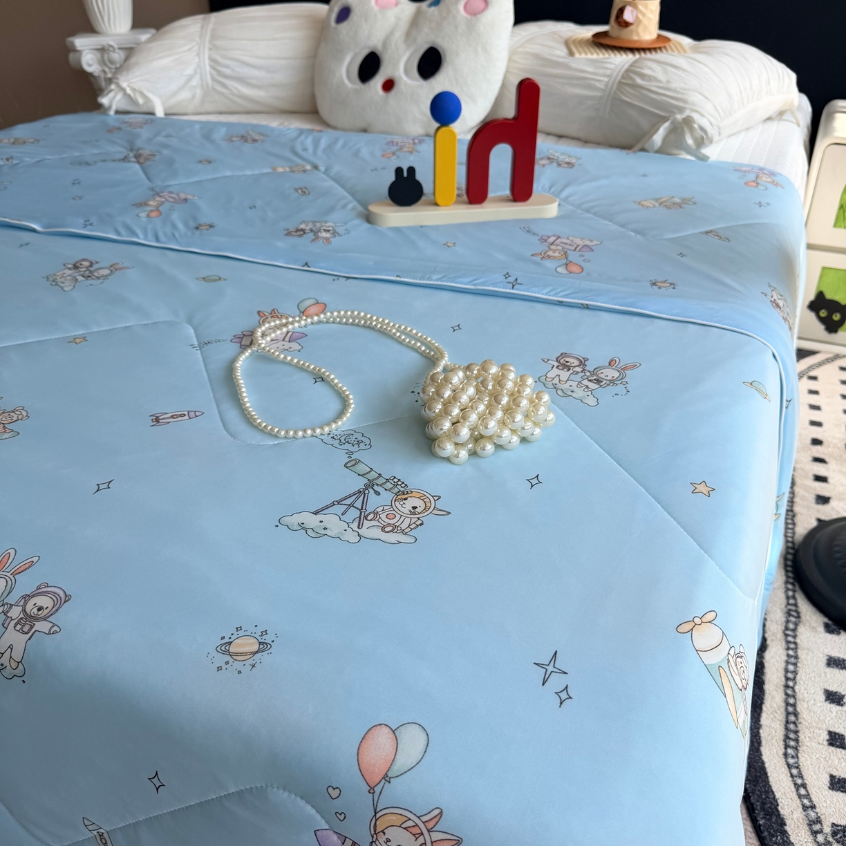 91家纺网 家纺一手货源 找家纺 莱豫家纺 2026春夏新款A类凉感小冰皮夏凉被夏被空调被 宇航员