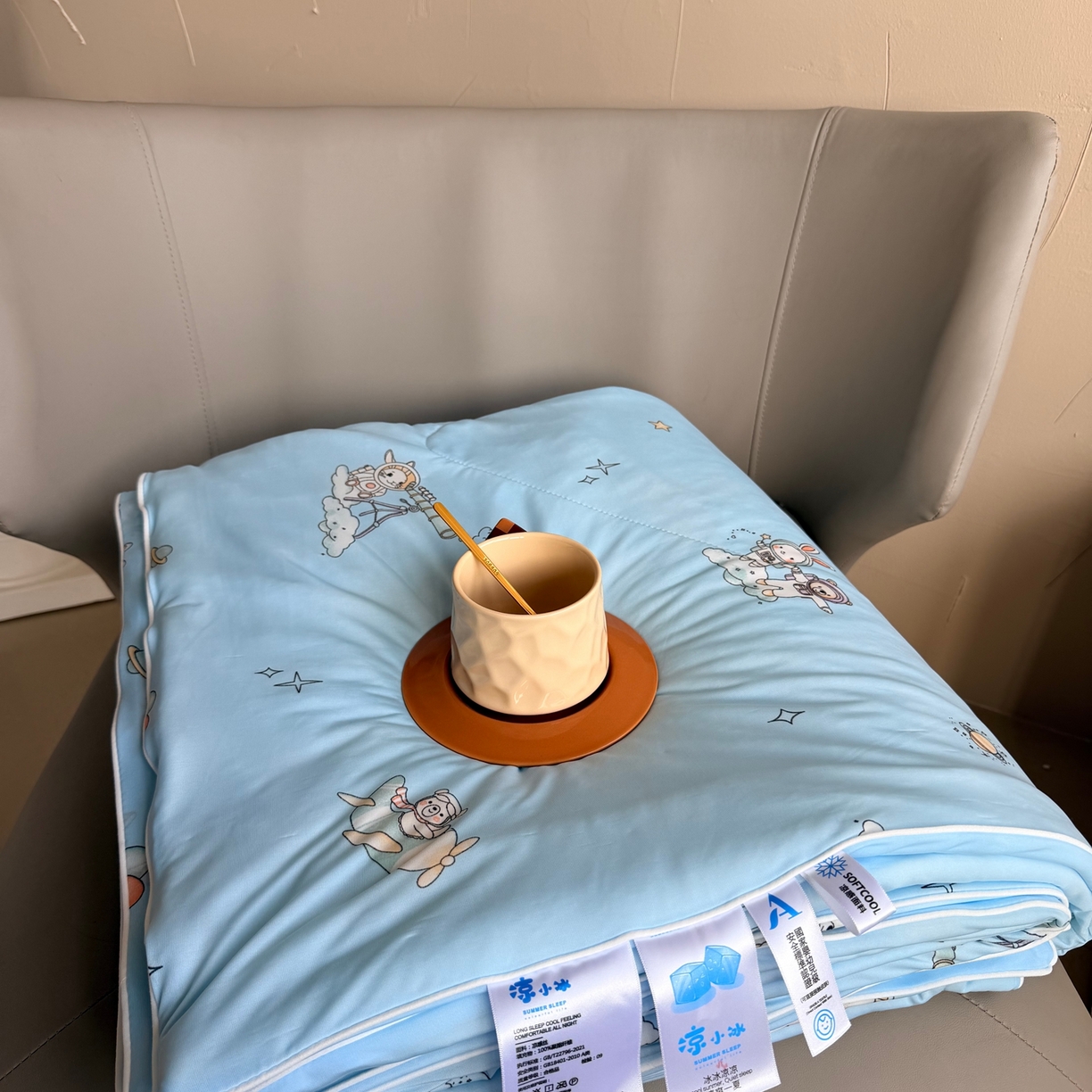 91家纺网 家纺一手货源 找家纺 莱豫家纺 2026春夏新款A类凉感小冰皮夏凉被夏被空调被 宇航员