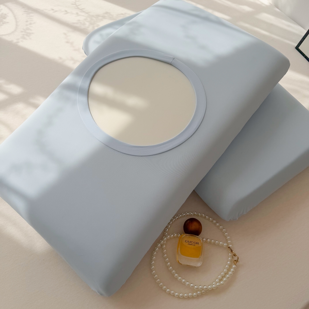 91家纺网 家纺一手货源 找家纺 （总）百寐 2026新款夏季凉感冰皮星球深睡pro枕芯42*70保护套锦氨枕套纯色奶油色