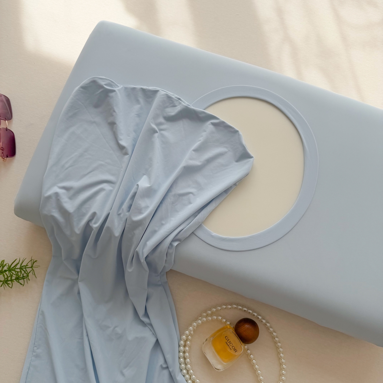 91家纺网 家纺一手货源 找家纺 （总）百寐 2026新款夏季凉感冰皮星球深睡pro枕芯42*70保护套锦氨枕套纯色奶油色