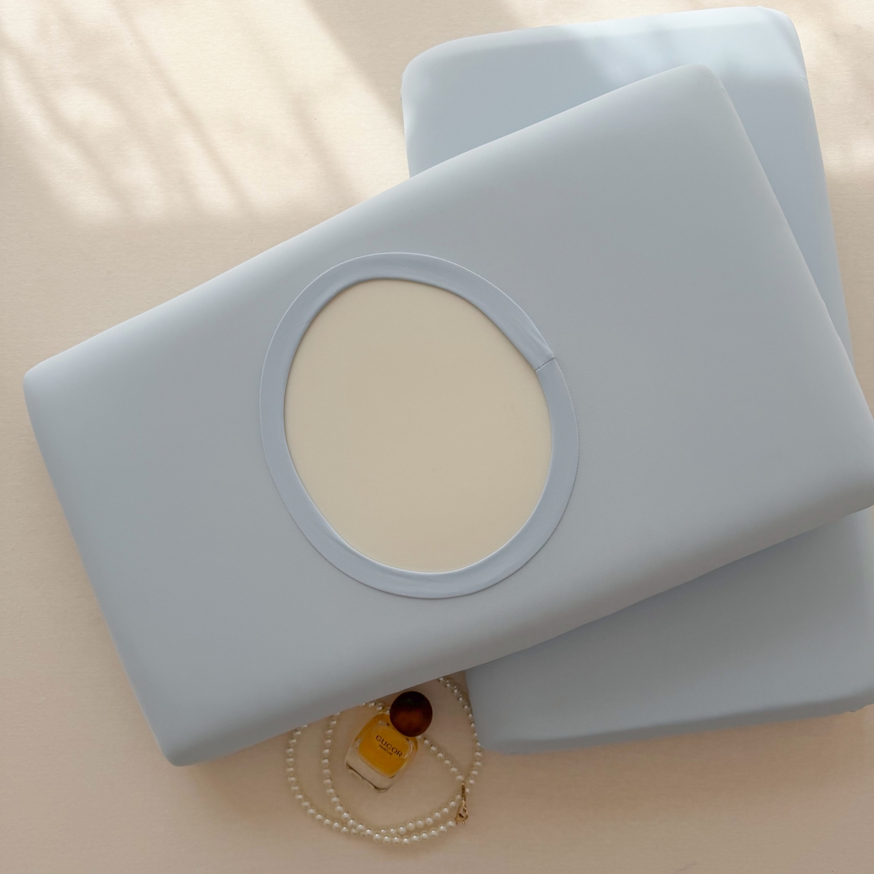 91家纺网 家纺一手货源 找家纺 百寐 2026新款夏季凉感冰皮星球深睡pro枕芯42*70保护套锦氨枕套纯色奶油色 冰皮枕套-晴天蓝