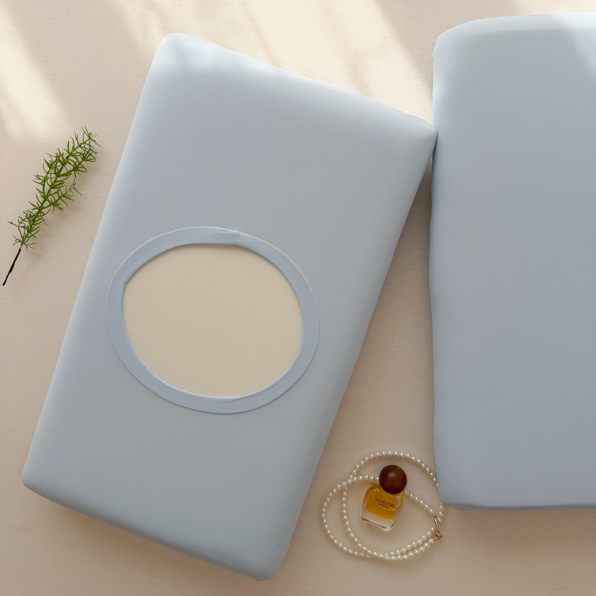 91家纺网 家纺一手货源 找家纺 百寐 2026新款夏季凉感冰皮星球深睡pro枕芯42*70保护套锦氨枕套纯色奶油色 冰皮枕套-晴天蓝