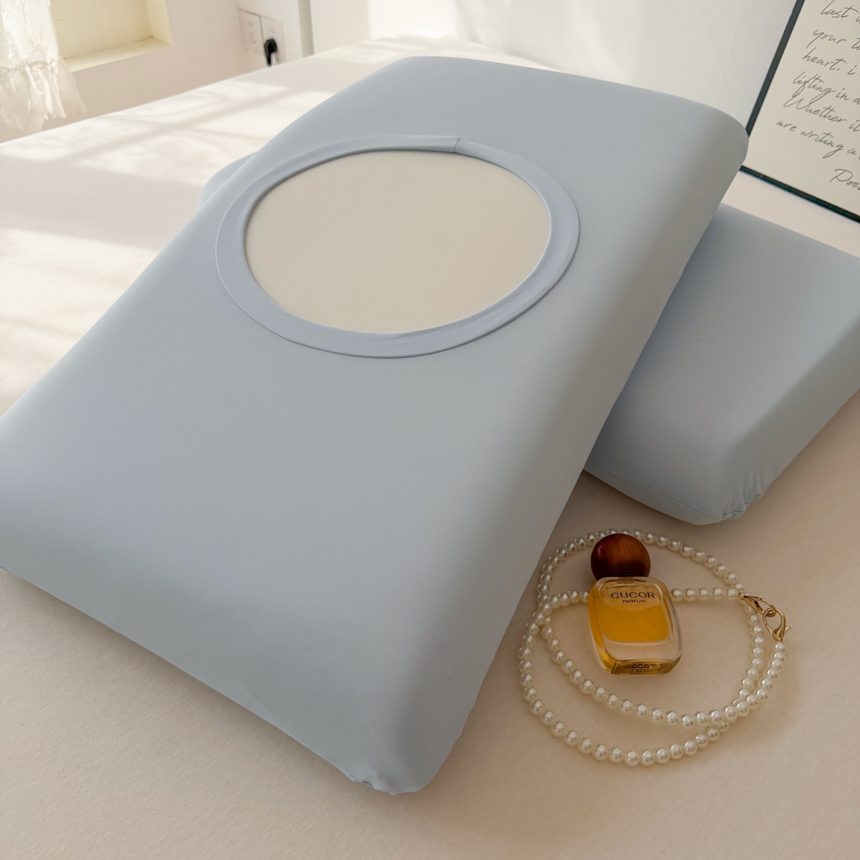 91家纺网 家纺一手货源 找家纺 百寐 2026新款夏季凉感冰皮星球深睡pro枕芯42*70保护套锦氨枕套纯色奶油色 冰皮枕套-晴天蓝