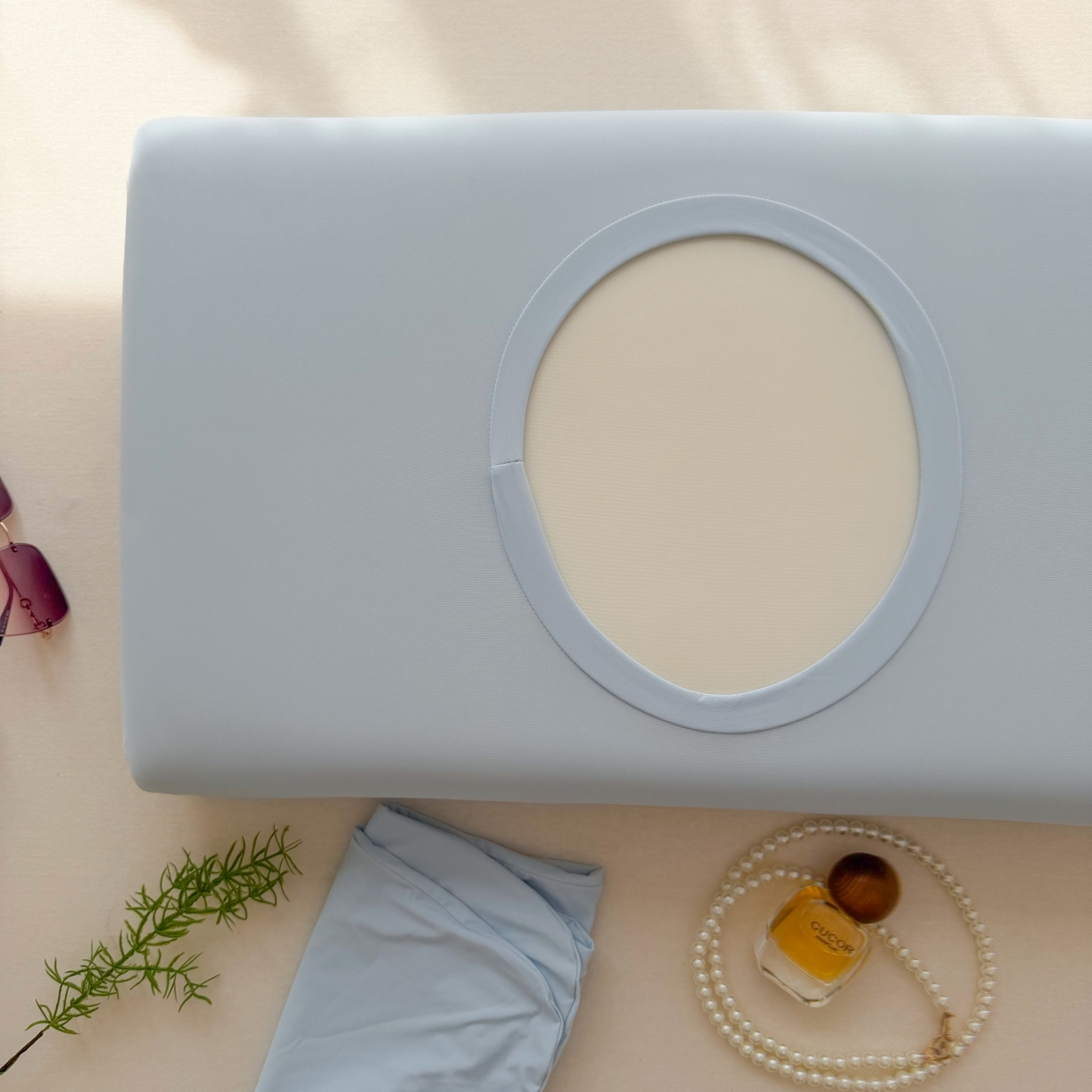 91家纺网 家纺一手货源 找家纺 百寐 2026新款夏季凉感冰皮星球深睡pro枕芯42*70保护套锦氨枕套纯色奶油色 冰皮枕套-晴天蓝