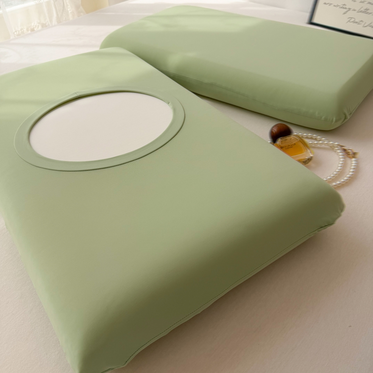 91家纺网 家纺一手货源 找家纺 百寐 2026新款夏季凉感冰皮星球深睡pro枕芯42*70保护套锦氨枕套纯色奶油色 冰皮枕套-橄榄绿