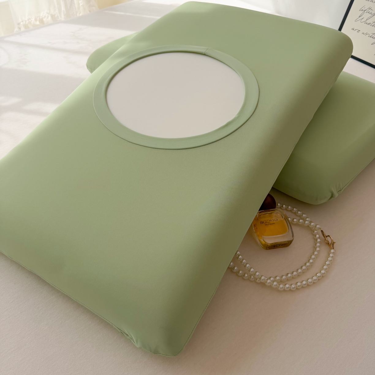 91家纺网 家纺一手货源 找家纺 百寐 2026新款夏季凉感冰皮星球深睡pro枕芯42*70保护套锦氨枕套纯色奶油色 冰皮枕套-橄榄绿