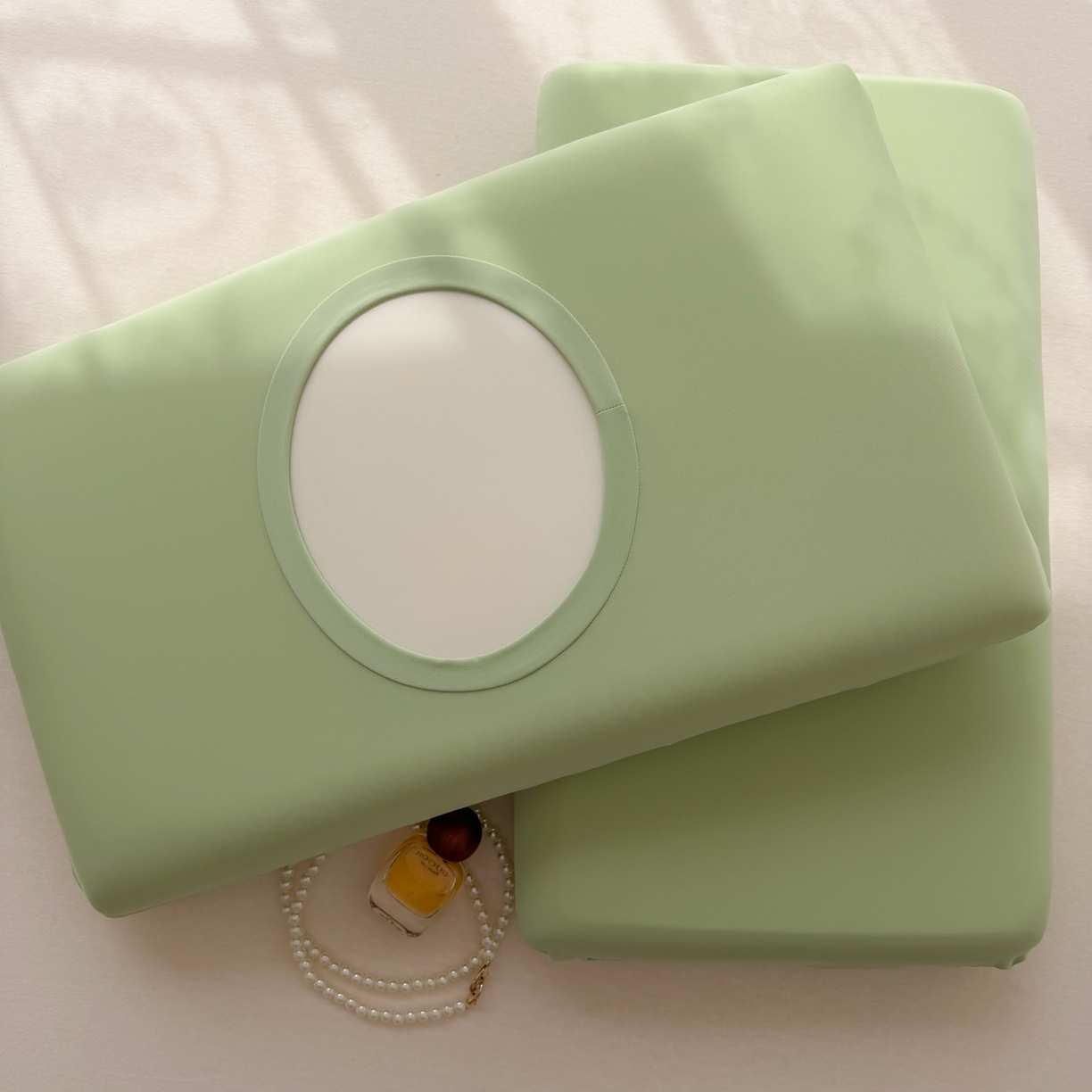 91家纺网 家纺一手货源 找家纺 百寐 2026新款夏季凉感冰皮星球深睡pro枕芯42*70保护套锦氨枕套纯色奶油色 冰皮枕套-橄榄绿