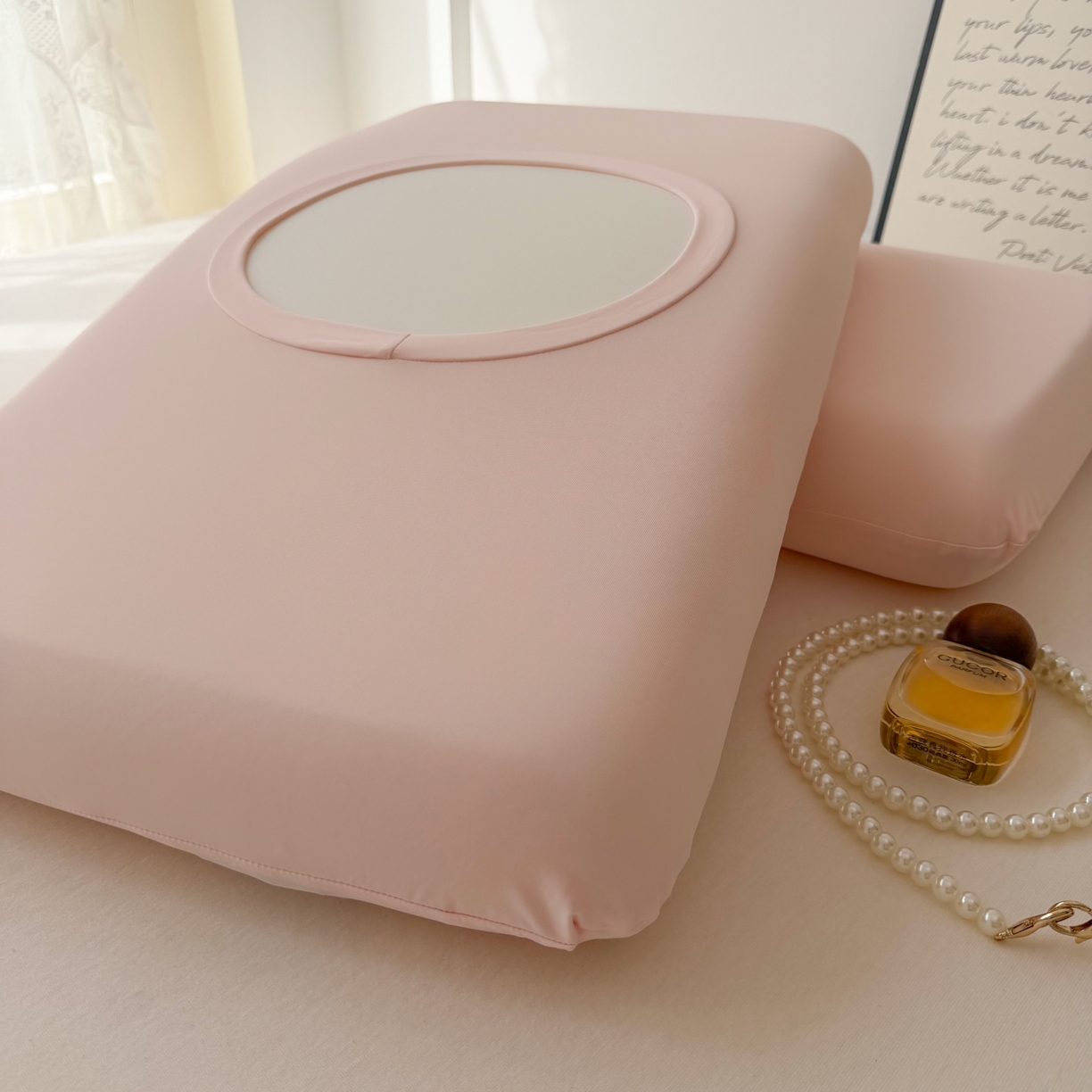 91家纺网 家纺一手货源 找家纺 百寐 2026新款夏季凉感冰皮星球深睡pro枕芯42*70保护套锦氨枕套纯色奶油色 冰皮枕套-公主粉