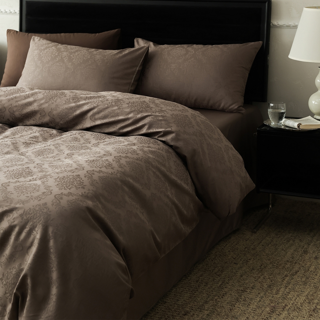 91家纺网 家纺一手货源 找家纺 （总）ONE TWO ONE 121 2026新款50支长绒棉提花四件套系列-微风知韵-轻咖