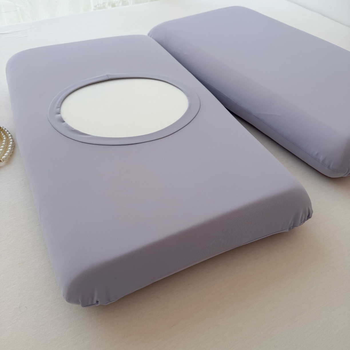 91家纺网 家纺一手货源 找家纺 百寐 2026新款夏季凉感冰皮星球深睡pro枕芯42*70保护套锦氨枕套纯色奶油色 冰皮枕套-葡萄紫