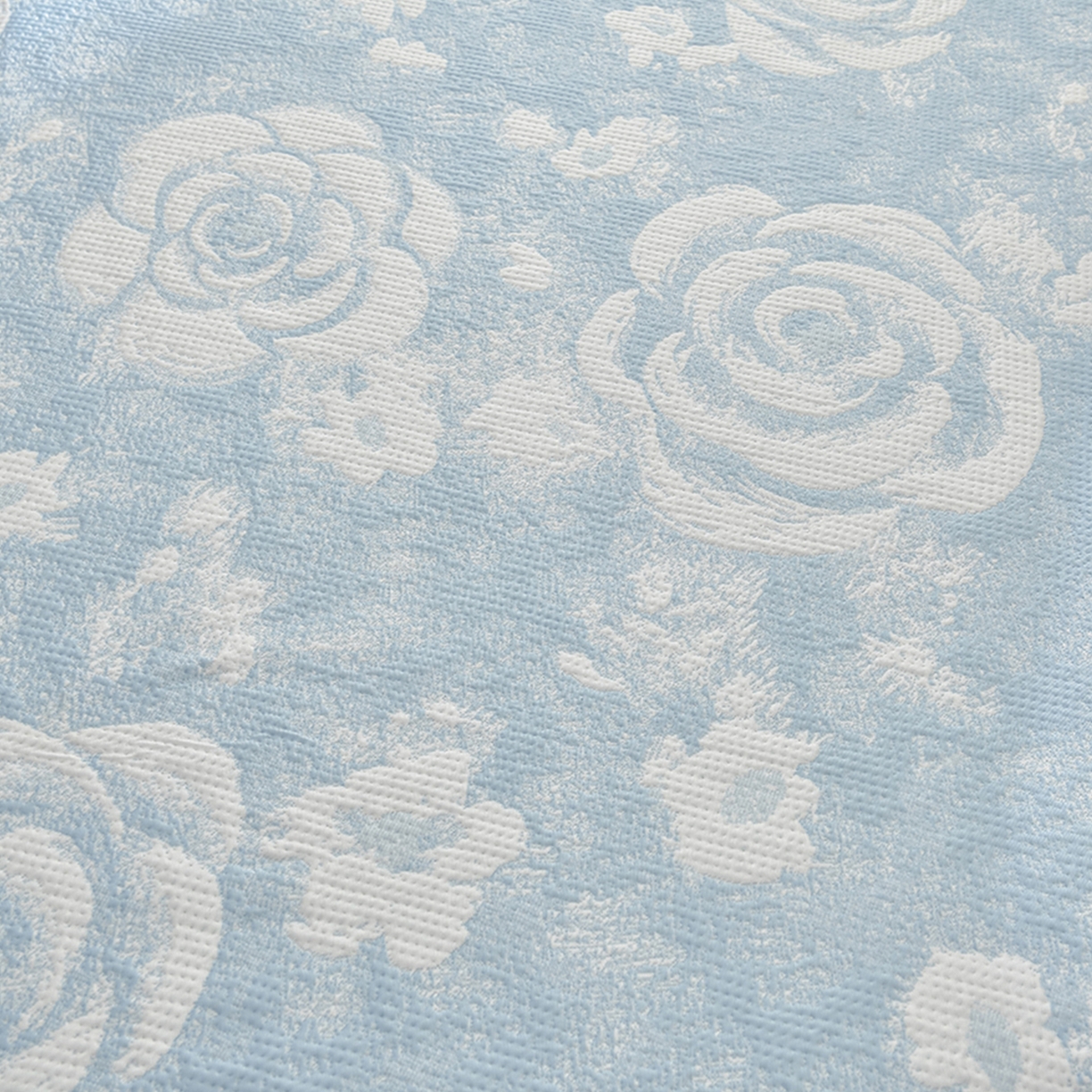 91家纺网 家纺一手货源 找家纺 绘萱家居 2026春夏新款530克PE100%提花冰凉豆豆床裙款凉席席子空调软席 云裳玫瑰-蓝