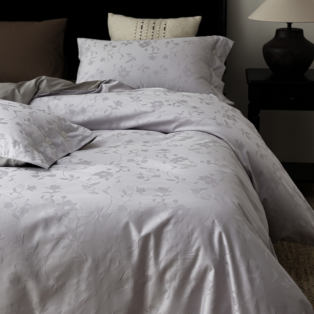 91家纺网 家纺一手货源 找家纺 ONE TWO ONE 121 【控价商品】【提供买家秀】2026新款100s长绒棉提花款四件套全棉床上用品结婚四件套 漫步春露