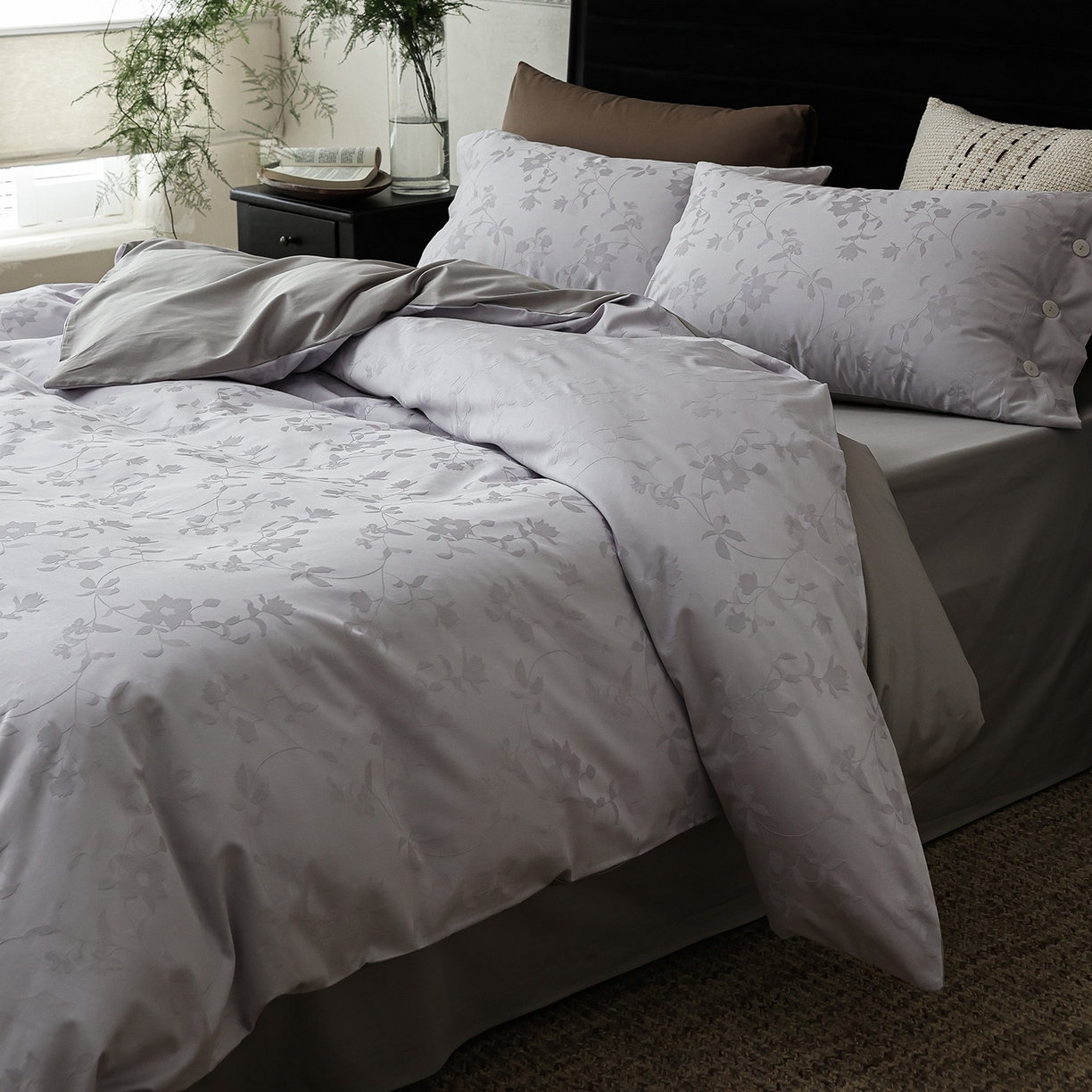 91家纺网 家纺一手货源 找家纺 ONE TWO ONE 121 【控价商品】【提供买家秀】2026新款100s长绒棉提花款四件套全棉床上用品结婚四件套 漫步春露