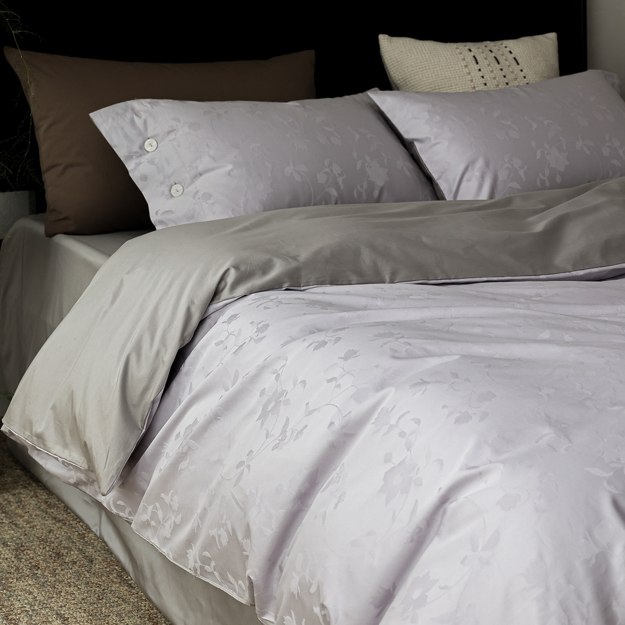 91家纺网 家纺一手货源 找家纺 ONE TWO ONE 121 【控价商品】【提供买家秀】2026新款100s长绒棉提花款四件套全棉床上用品结婚四件套 漫步春露