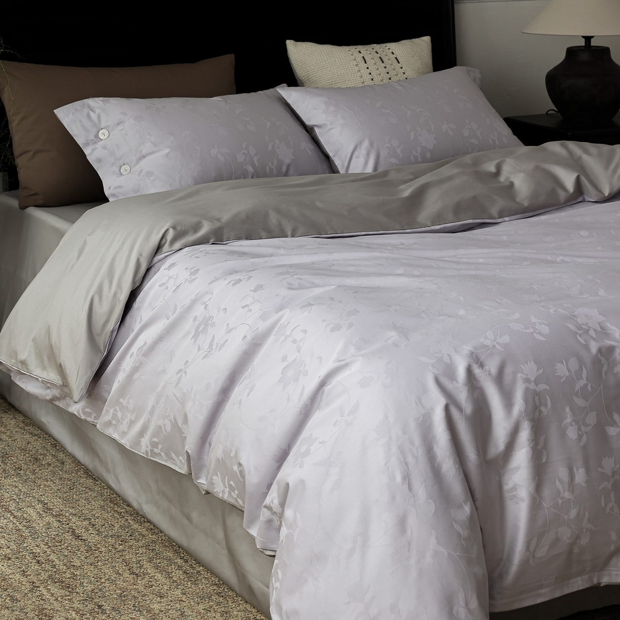 91家纺网 家纺一手货源 找家纺 ONE TWO ONE 121 【控价商品】【提供买家秀】2026新款100s长绒棉提花款四件套全棉床上用品结婚四件套 漫步春露