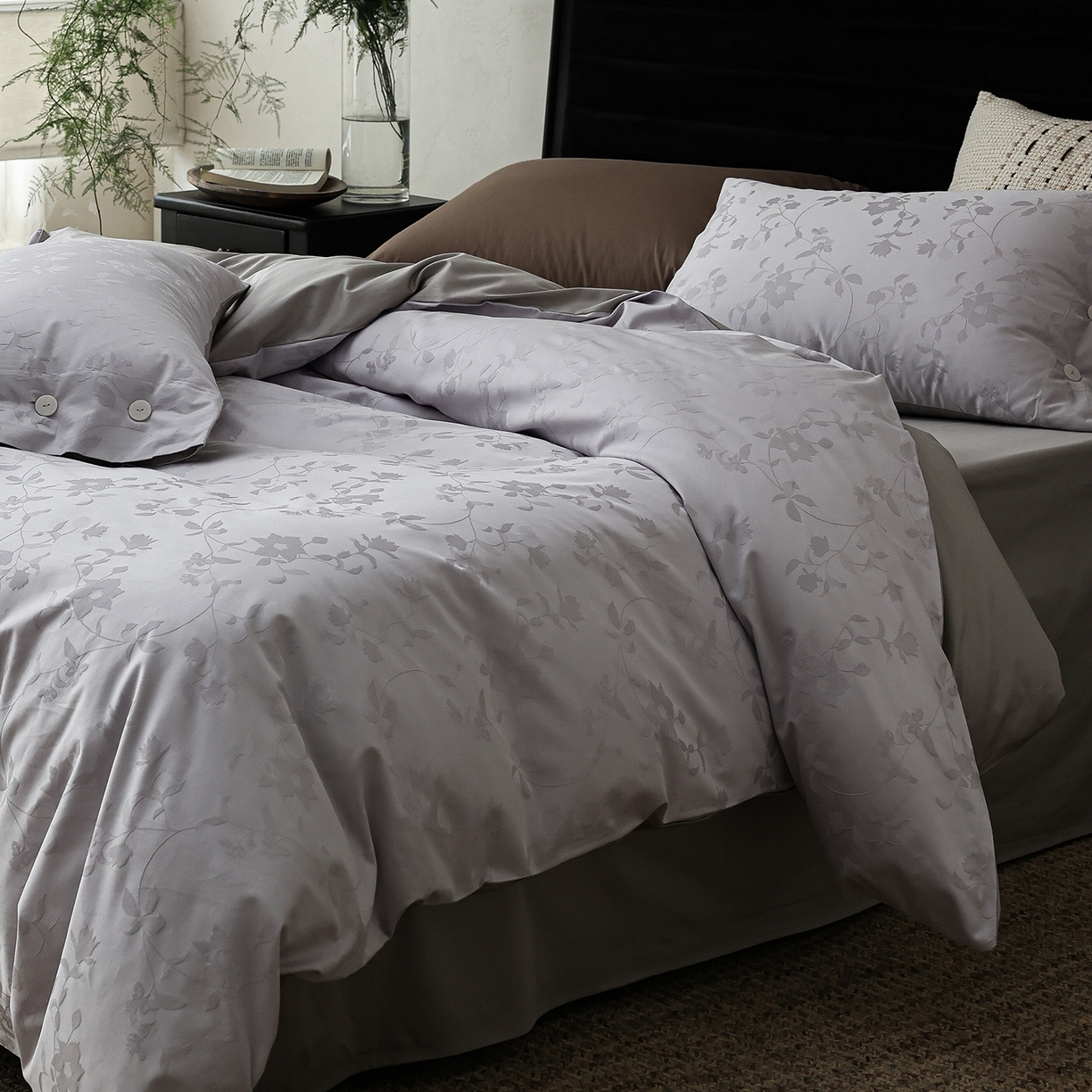 91家纺网 家纺一手货源 找家纺 ONE TWO ONE 121 【控价商品】【提供买家秀】2026新款100s长绒棉提花款四件套全棉床上用品结婚四件套 漫步春露