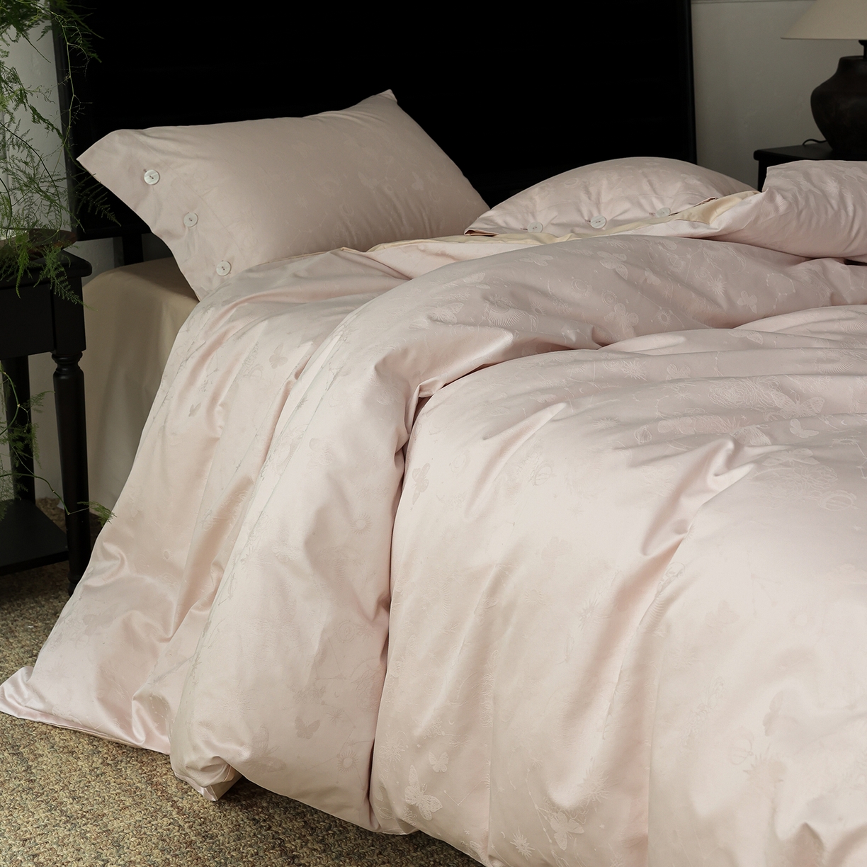 ONE TWO ONE 121 【控价商品】【提供买家秀】2026新款100s长绒棉提花款四件套全棉床上用品结婚四件套 蝴蝶千颂