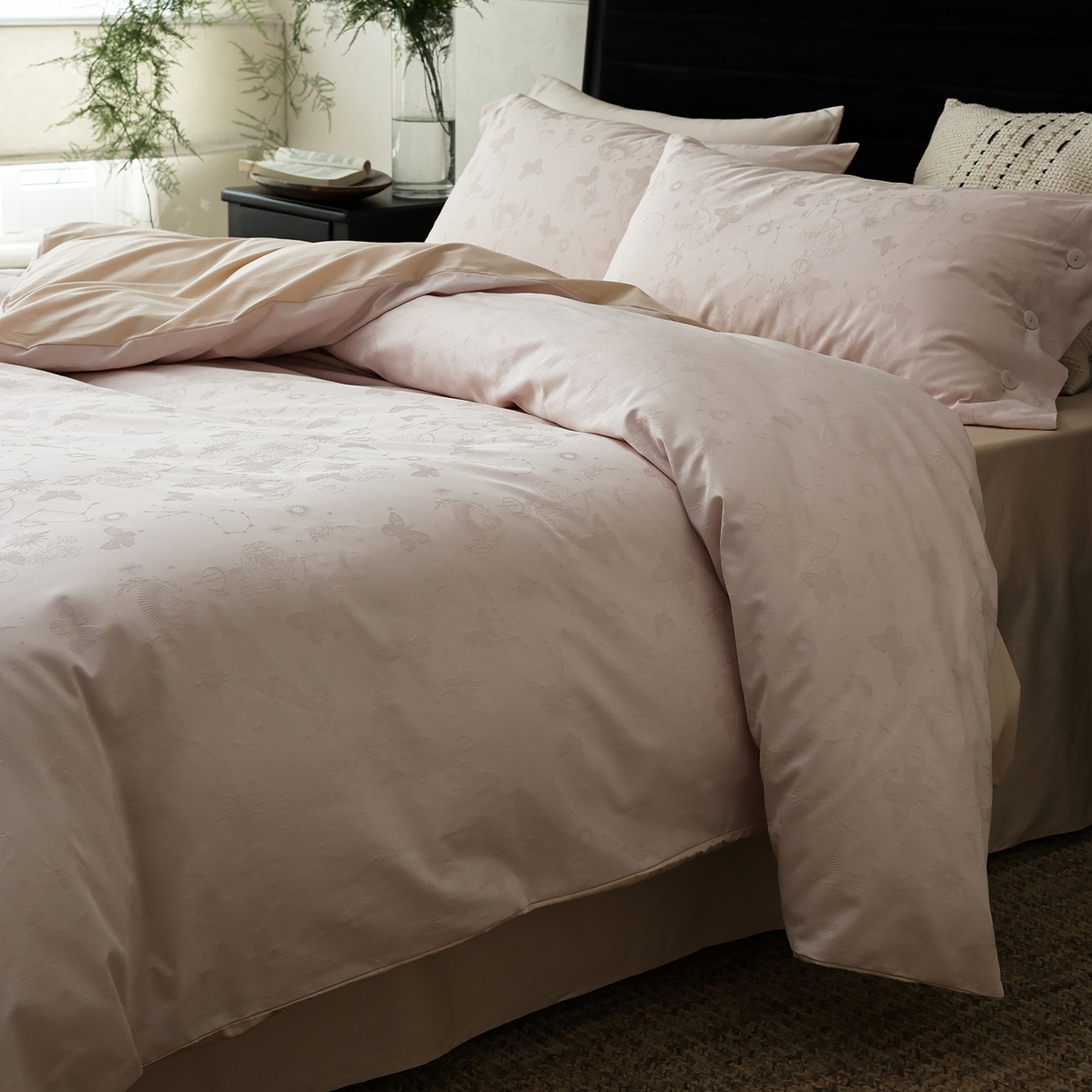 91家纺网 家纺一手货源 找家纺 ONE TWO ONE 121 【控价商品】【提供买家秀】2026新款100s长绒棉提花款四件套全棉床上用品结婚四件套 蝴蝶千颂