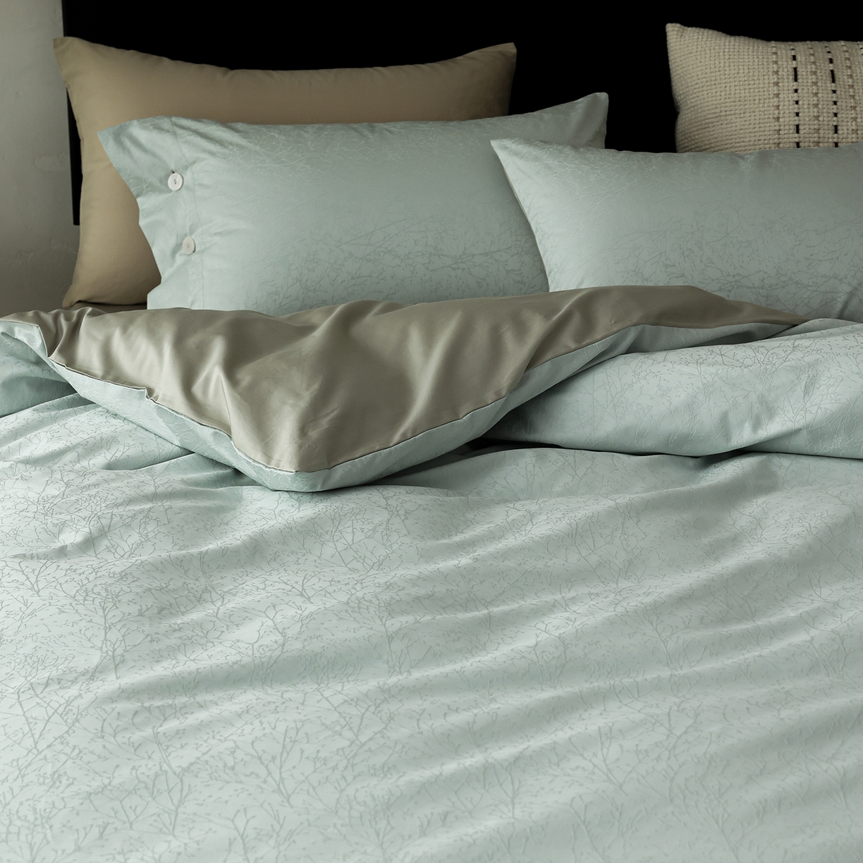 91家纺网 家纺一手货源 找家纺 ONE TWO ONE 121 【控价商品】【提供买家秀】2026新款100s长绒棉提花款四件套全棉床上用品结婚四件套 时光清浅