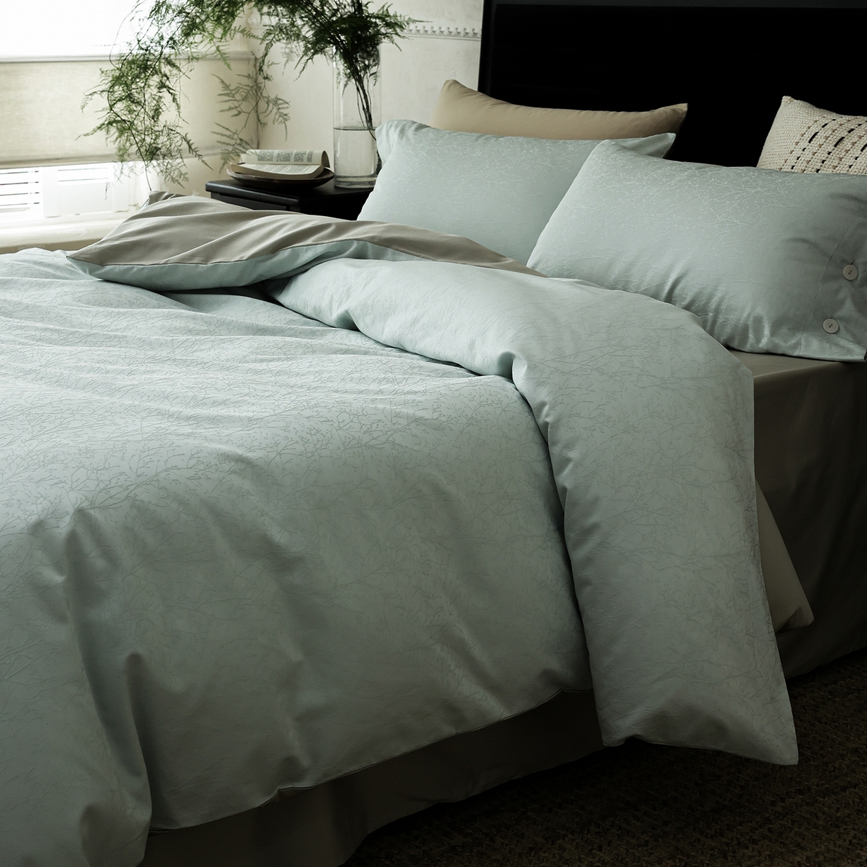 91家纺网 家纺一手货源 找家纺 ONE TWO ONE 121 【控价商品】【提供买家秀】2026新款100s长绒棉提花款四件套全棉床上用品结婚四件套 时光清浅